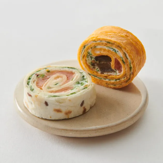 Mini wraps tortilla saumon, chèvre et légumes